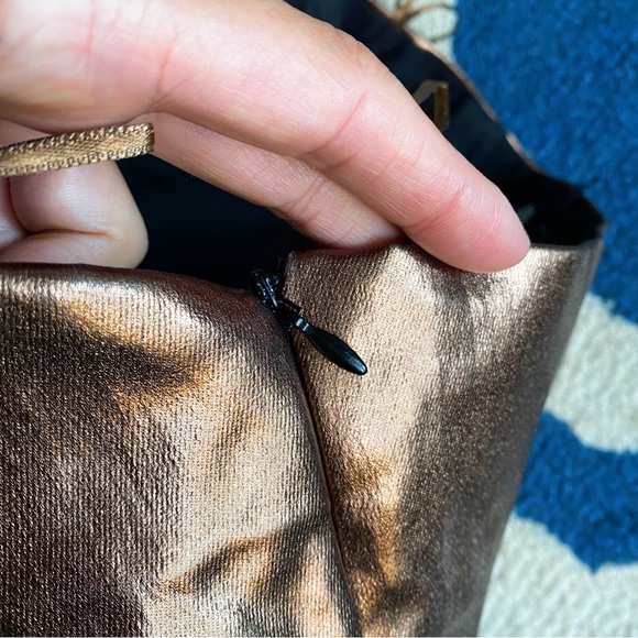 🌟 ZARA COPPER FAUX LEATHER METALLIC OPEN SHOULDER CROP TOP! - Picture 10 of 15